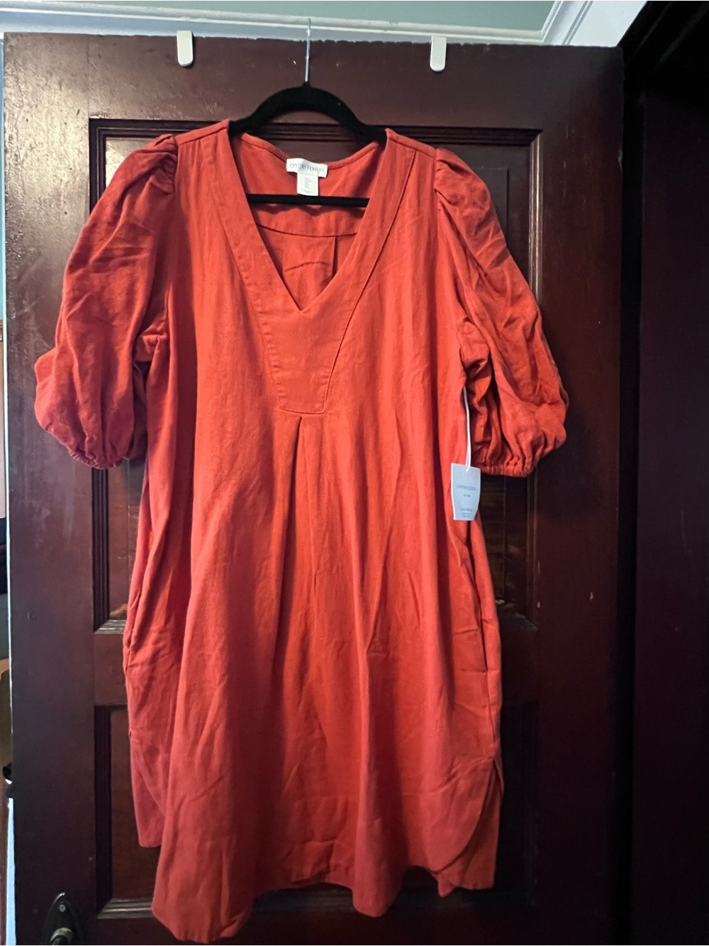 Cynthia Rowley Rust-Red V-Neck Tunic Dress